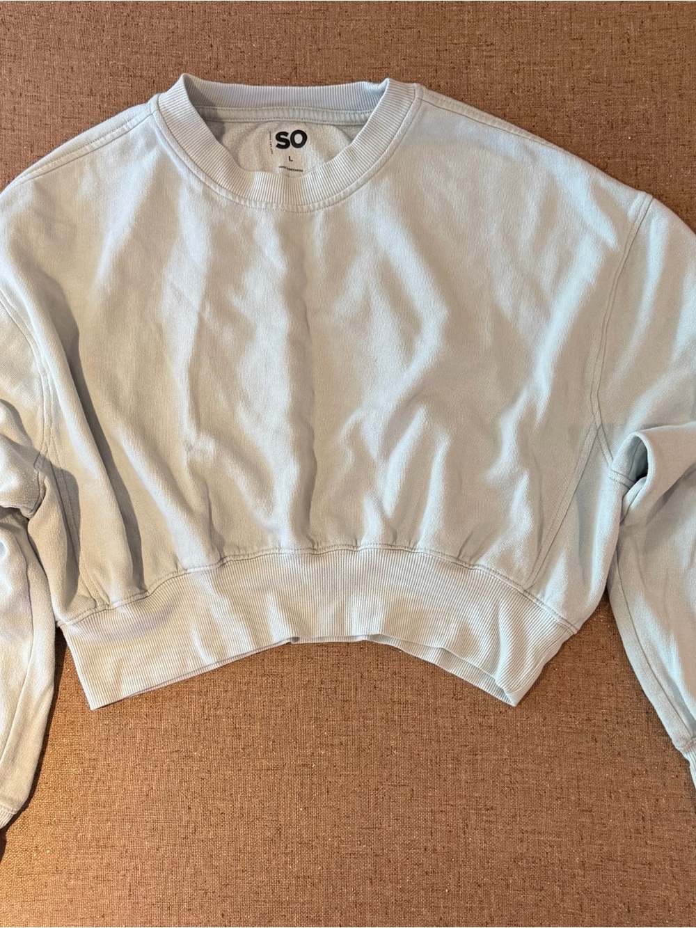 SO Pale Blue Cropped Crewneck Sweatshirt